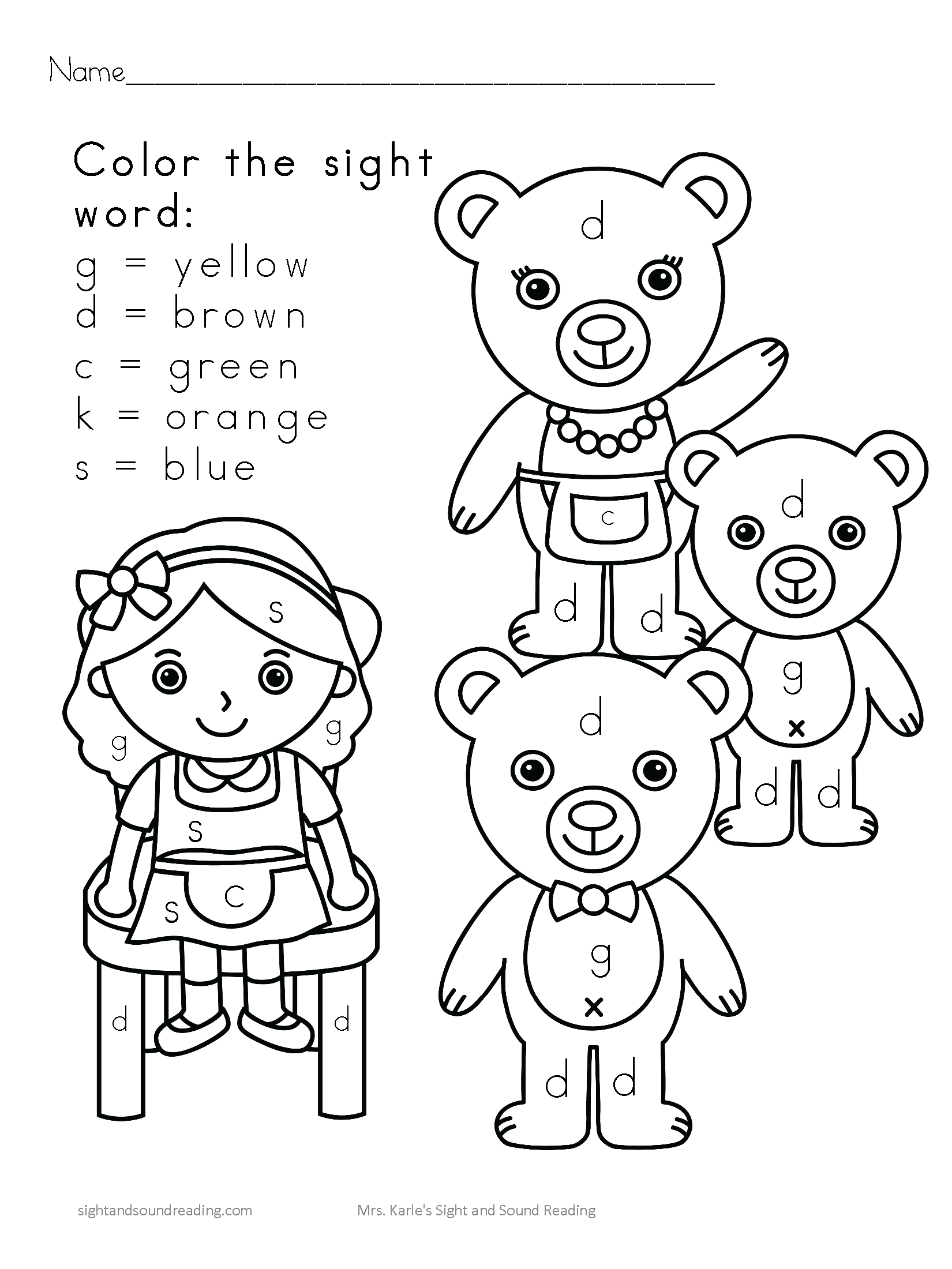 Goldilocks And The Three Bears Pictures To Colour