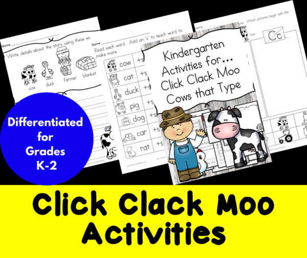 Click Clack Moo Cows that Type Activities/ Worksheets for Kindergarten