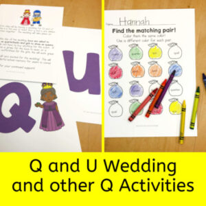 q and u wedding activities for kindergarten