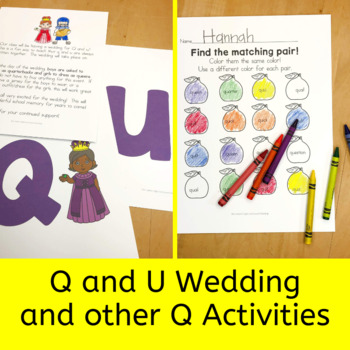 q and u wedding activities for kindergarten
