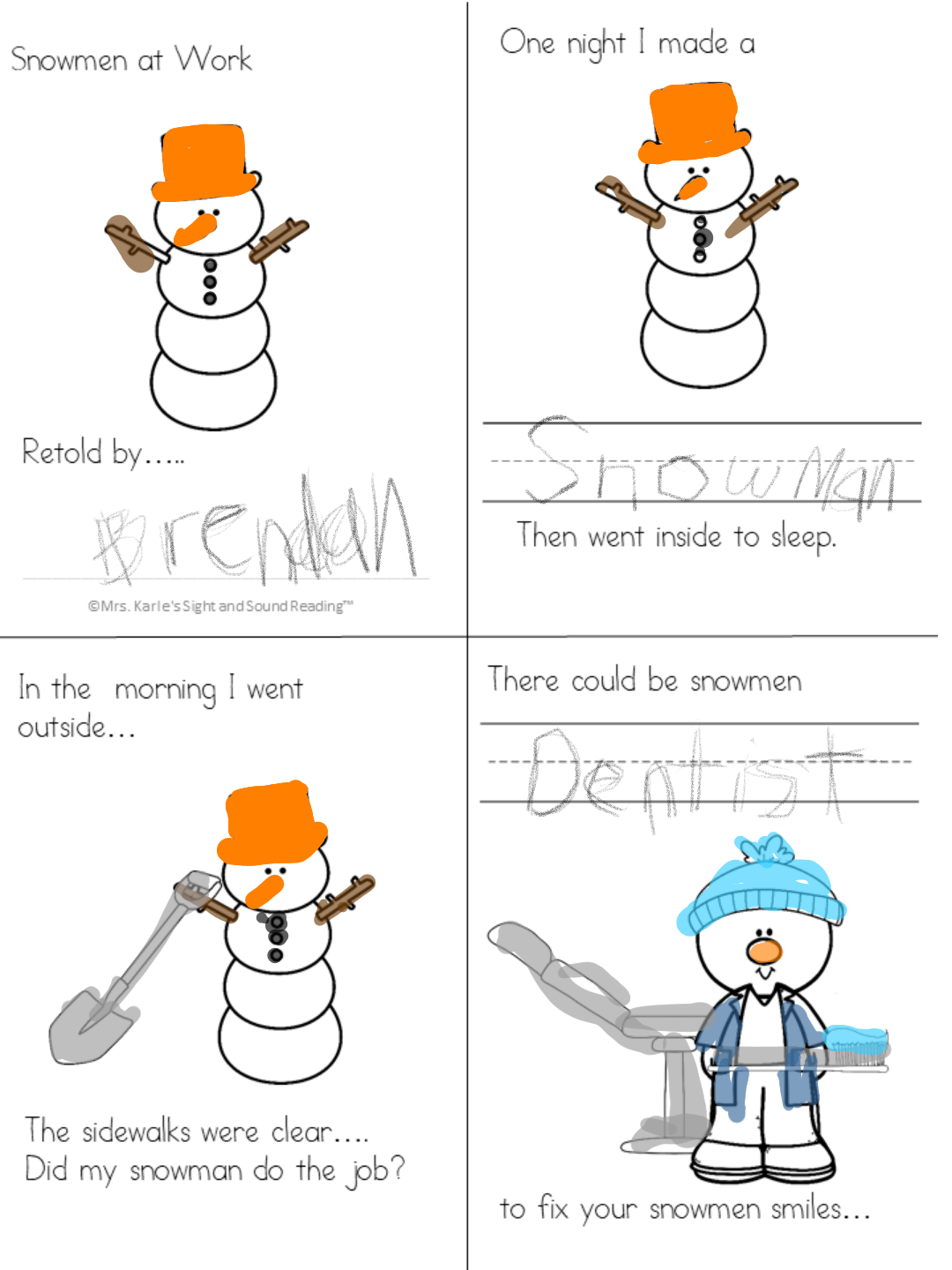 Work　Activities　Snowmen　at　–　for　Kindergarten